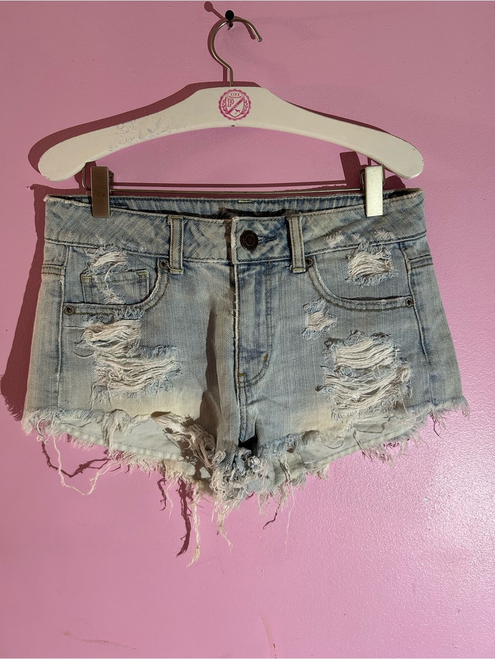 American Eagle Outfitters Light Blue Distressed Denim Cutoff Shorts
